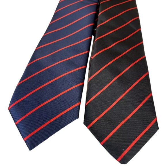 2 Scott Allan Collection Men's Necktie Tie Microfiber BlueBlack Red Striped - Picture 5 of 6